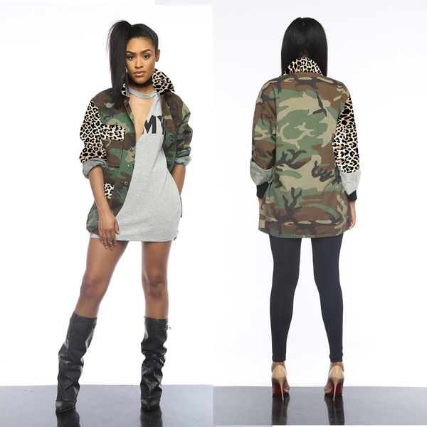 designers casual leopard camouflage coat women turn-down collar pocket long sleeve streetwear button up army green military outw, Black;brown
designers casual leopard camouflage coat women turn-down collar pocket long sleeve streetwear button up army green military outw, Black;brown