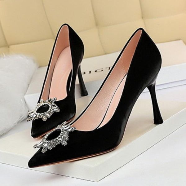 dress shoes spring and autumn ladies high heels fashion metal rhinestone buckle stiletto shallow mouth pointed women's single, Black
dress shoes spring and autumn ladies high heels fashion metal rhinestone buckle stiletto shallow mouth pointed women's single, Black