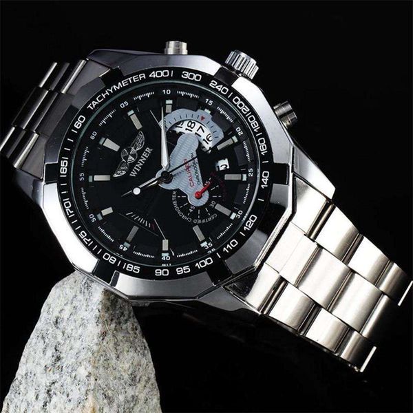 automatic men's new mechanical winner 340 calendar watch steel belt student watch, Slivery;brown
automatic men's new mechanical winner 340 calendar watch steel belt student watch, Slivery;brown