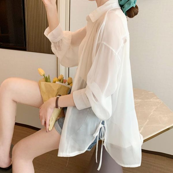 women's blouses & shirts thin air conditioning unlined upper garment to draw string paragraph cardigan coat ice silk chiffon long sleev, White
women's blouses & shirts thin air conditioning unlined upper garment to draw string paragraph cardigan coat ice silk chiffon long sleev, White