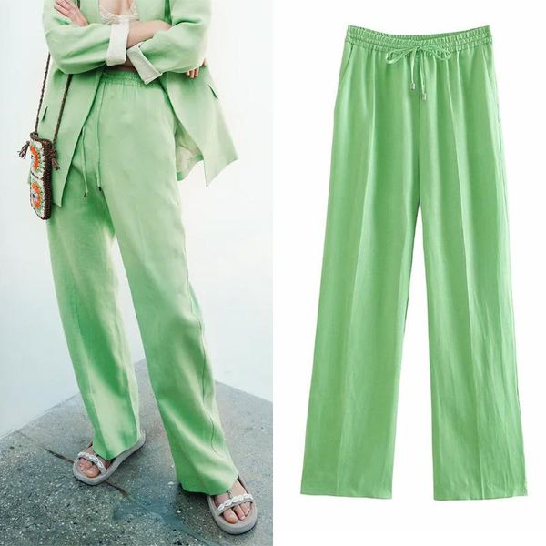 women's pants & capris lpnvvs za 2021 women fashion solid color office lady pleat wide leg femme chic drawstring ankle length trousers, Black;white
women's pants & capris lpnvvs za 2021 women fashion solid color office lady pleat wide leg femme chic drawstring ankle length trousers, Black;white