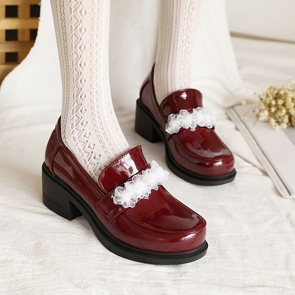 burgundy lace applique dress shiny new spring shoes 2021 patent leather jump square flower ladies office bombs 03bd, Black
burgundy lace applique dress shiny new spring shoes 2021 patent leather jump square flower ladies office bombs 03bd, Black