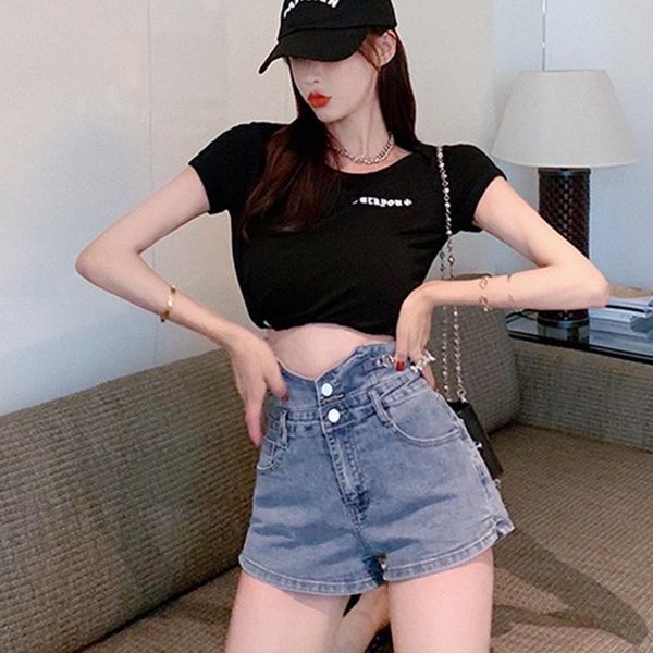 women's jeans thin high-breasted denim shorts high-waist belly button wide-leg pants slim fit, Blue
women's jeans thin high-breasted denim shorts high-waist belly button wide-leg pants slim fit, Blue
