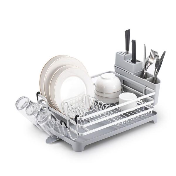 hooks & rails kitchen dish rack aluminum alloy drain storage shelf tray #w0 
hooks & rails kitchen dish rack aluminum alloy drain storage shelf tray #w0