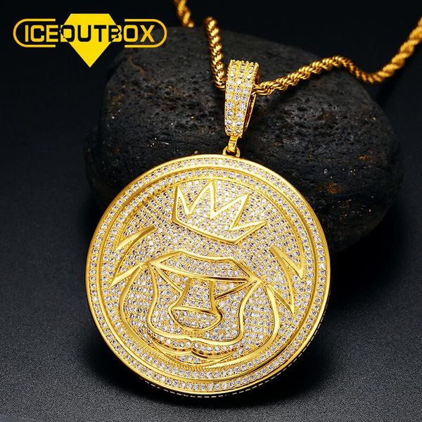 iceoutbox lion king pendant necklace micro pave cubic zirconia crystal round coin pendants for men's hip hop jewelry fashion, Silver 
iceoutbox lion king pendant necklace micro pave cubic zirconia crystal round coin pendants for men's hip hop jewelry fashion, Silver