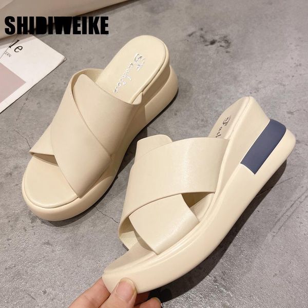 slippers summer women leather thick sole female platform slides woman wedge flip flop vc705, Black
slippers summer women leather thick sole female platform slides woman wedge flip flop vc705, Black