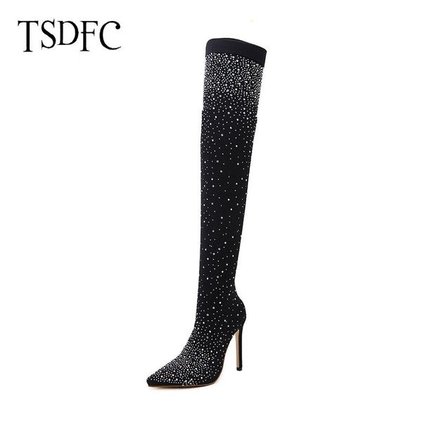 boots 2021 winter over the knee women stretch fabrics fashion high heel slip on shoes pointed toe long plus size 43, Black
boots 2021 winter over the knee women stretch fabrics fashion high heel slip on shoes pointed toe long plus size 43, Black