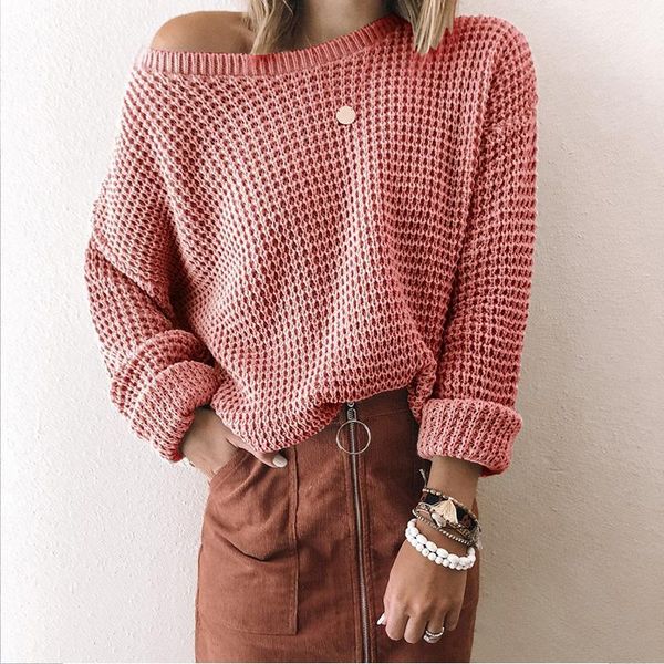 women's sweaters autumen winter solid round neck long sleeve loose knitted wear casual jumpers for ladies 2021, White;black
women's sweaters autumen winter solid round neck long sleeve loose knitted wear casual jumpers for ladies 2021, White;black