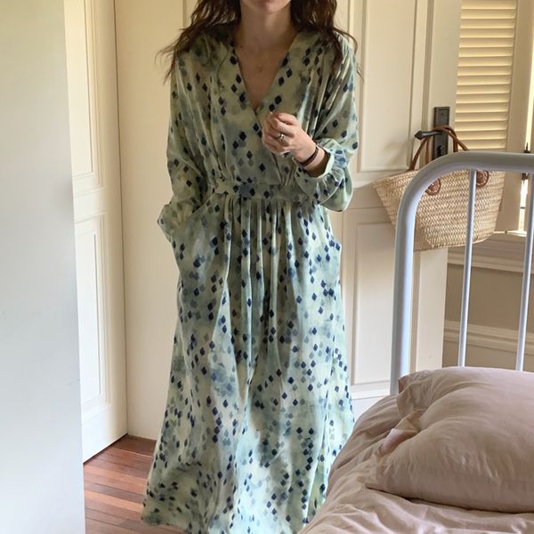print dress for women korean fashion long sleeve clothing casual ankle-length dresses belt v-neck empire comfortable, Black;gray
print dress for women korean fashion long sleeve clothing casual ankle-length dresses belt v-neck empire comfortable, Black;gray