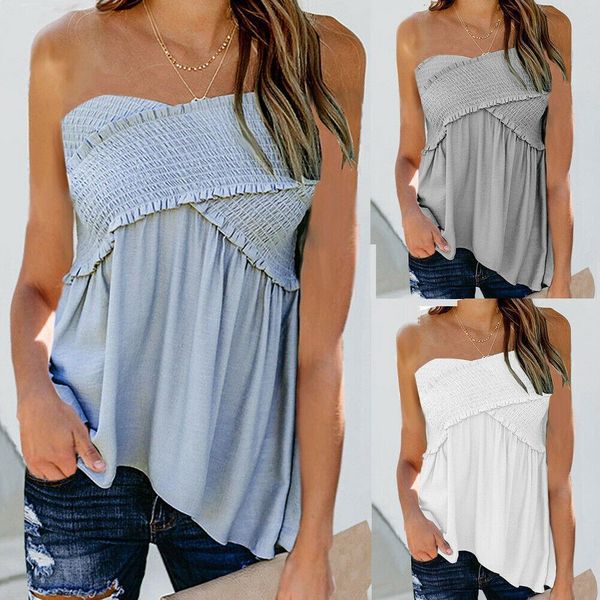 womens ladies casual summer strapless bandeau boob tube blouse sleeveless solid camis vest, White
womens ladies casual summer strapless bandeau boob tube blouse sleeveless solid camis vest, White