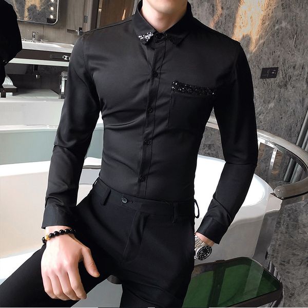 new 5xl-s moda lantejoulas emendado camisas para roupas masculinas 2021 manga longa simples fino ajuste casual streetwear/clube/baile branco, Black;brown
new 5xl-s moda lantejoulas emendado camisas para roupas masculinas 2021 manga longa simples fino ajuste casual streetwear/clube/baile branco, Black;brown