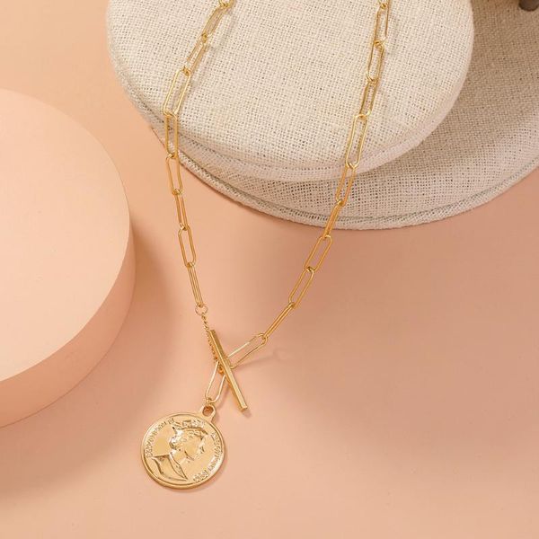 chains stainless steel paper clip chain ot buckle collar personality fashion retro portrait medal pendant ladies men's necklaces, Silver
chains stainless steel paper clip chain ot buckle collar personality fashion retro portrait medal pendant ladies men's necklaces, Silver