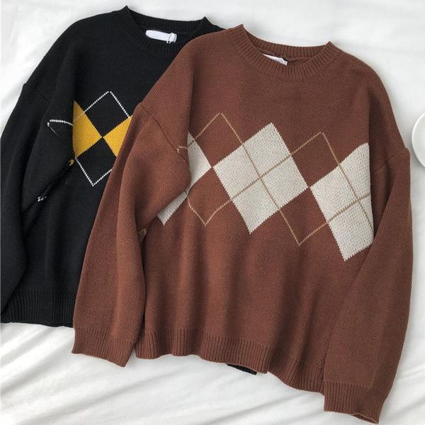 knitted sweater women oversized argyle sweaters winter fashion clothes famale long sleeve korean crop women ropa de mujer, White;black
knitted sweater women oversized argyle sweaters winter fashion clothes famale long sleeve korean crop women ropa de mujer, White;black