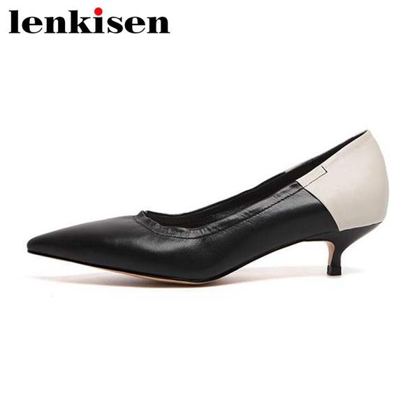 dress shoes lenkisen large size natural leather pointed toe med heel women mixed colors office lady daily shallow slip on pumps l06, Black
dress shoes lenkisen large size natural leather pointed toe med heel women mixed colors office lady daily shallow slip on pumps l06, Black