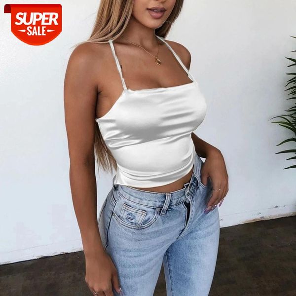 2020 new fashion women style satin silk backless back bandage vest blouse strappy summer beach cami tank #zh0j, White
2020 new fashion women style satin silk backless back bandage vest blouse strappy summer beach cami tank #zh0j, White