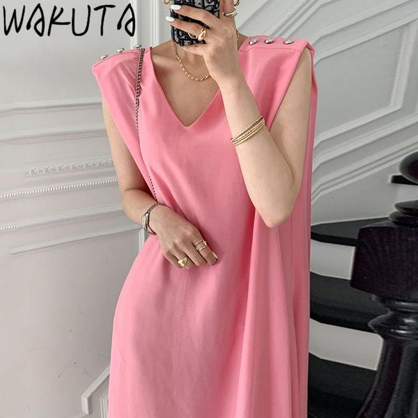 casual dresses wakuta sleevelss pink black office work wear long dress women 2021 summer loose v neck straight korean robe ol vestidos, Black;gray
casual dresses wakuta sleevelss pink black office work wear long dress women 2021 summer loose v neck straight korean robe ol vestidos, Black;gray