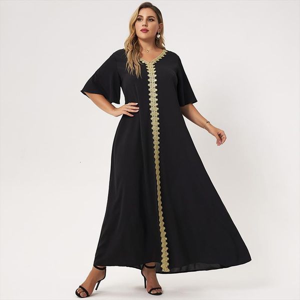 summer maxi black loose womens dresses embroidery selvedge hemmed v neck ruffle half sleeve elegant vintage party robes, Black;gray
summer maxi black loose womens dresses embroidery selvedge hemmed v neck ruffle half sleeve elegant vintage party robes, Black;gray