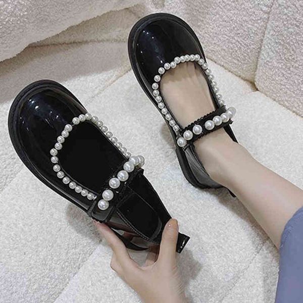 dress shoes rimocy-shoes mary jane with women's varnished leather, made pearls and round strips, for students women, b652, Black 
dress shoes rimocy-shoes mary jane with women's varnished leather, made pearls and round strips, for students women, b652, Black