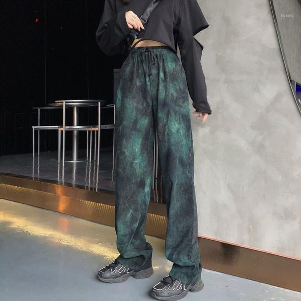 autumn retro tie-dye korean old wide-leg pants for men and women elastic loose high waist casual harajuku women's & capris, Black;white 
autumn retro tie-dye korean old wide-leg pants for men and women elastic loose high waist casual harajuku women's & capris, Black;white