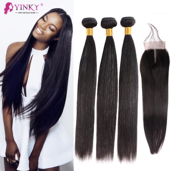 human hair bulks straight bundles with closure 100% natural 3 remy yinky 4x4, Black
human hair bulks straight bundles with closure 100% natural 3 remy yinky 4x4, Black