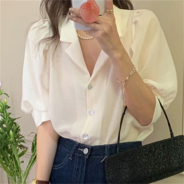 women's blouses & shirts minimalist white notched femme office lady streetwear summer girls sweet loose ol chic prom s76x
women's blouses & shirts minimalist white notched femme office lady streetwear summer girls sweet loose ol chic prom s76x