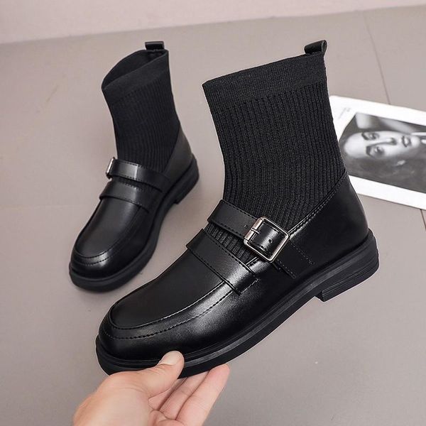 boots 2021 fashion women round toe low heels mid-calf for all-match comfortable socks shoes femmes bottes, Black
boots 2021 fashion women round toe low heels mid-calf for all-match comfortable socks shoes femmes bottes, Black