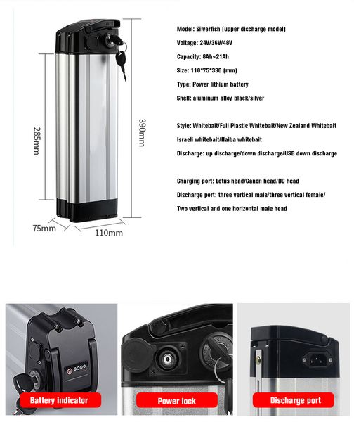 36v 48v 10ah 12ah 15ah 20ah electric bike battery pack upper discharge silverfish power lithium batteries
36v 48v 10ah 12ah 15ah 20ah electric bike battery pack upper discharge silverfish power lithium batteries