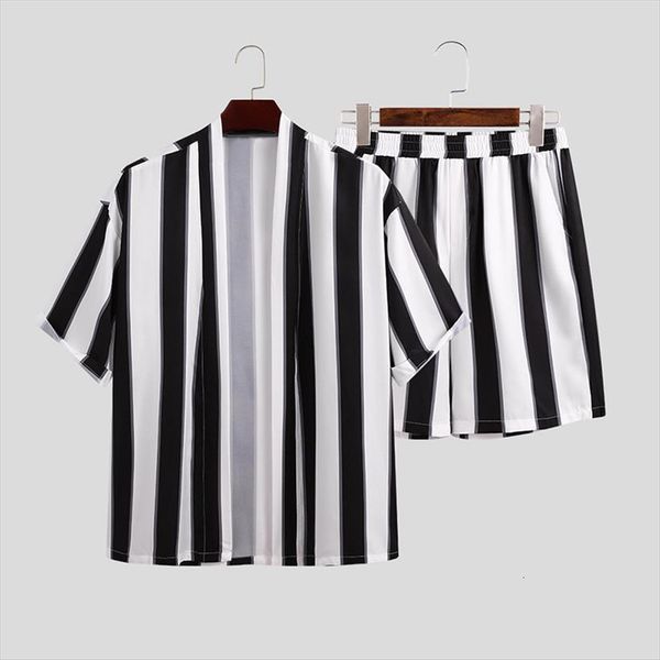 summer striped sets japanese streetwear men tracksuits loose open stitch short sleeve shirt shorts beach breathable casual, Gray
summer striped sets japanese streetwear men tracksuits loose open stitch short sleeve shirt shorts beach breathable casual, Gray