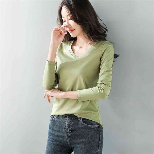 women long sleeve casual cotton summer female casual v-neck tshirt casual t-shirt black white 210722
women long sleeve casual cotton summer female casual v-neck tshirt casual t-shirt black white 210722