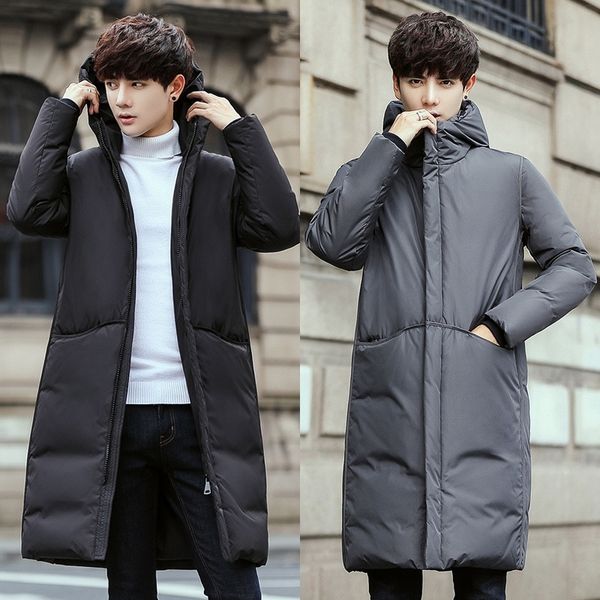 korean slim 2021 new men's knee length down jacket winter coat youth hooded thickened top, Black
korean slim 2021 new men's knee length down jacket winter coat youth hooded thickened top, Black