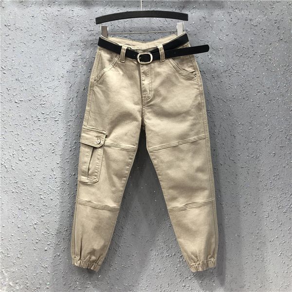 2021 new spring summer women denim high waist hallen jeans solid pocket plus size feet cargo pants slim trousers y361 unmx, Blue
2021 new spring summer women denim high waist hallen jeans solid pocket plus size feet cargo pants slim trousers y361 unmx, Blue