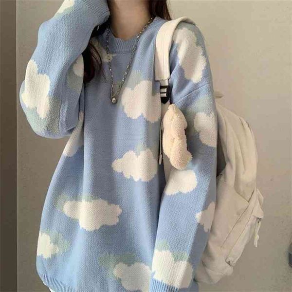korean fashion cartoon cloud y2k women sweater chic causal oversized knitted pullover autumn pull jumpers oversize, White;black
korean fashion cartoon cloud y2k women sweater chic causal oversized knitted pullover autumn pull jumpers oversize, White;black