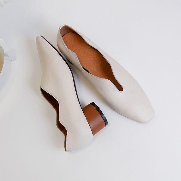 Womens genuine leather slip-on pumps square toe elegant ladies black slim low heel comfortable OL style casual daily shoes sale, Beige
Womens genuine leather slip-on pumps square toe elegant ladies black slim low heel comfortable OL style casual daily shoes sale, Beige