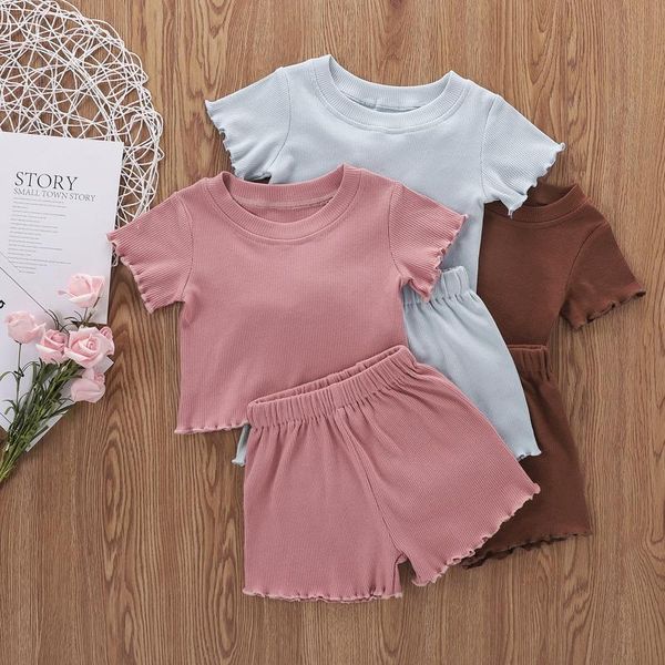 summer kids baby girl boy outfits casual solid color ribbed two pcs children short sleeves t-shirt+shorts lace trim set 1-5y, White
summer kids baby girl boy outfits casual solid color ribbed two pcs children short sleeves t-shirt+shorts lace trim set 1-5y, White