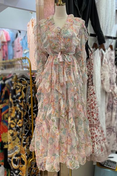early autumn new bohemian holiday beach dress womens artificial silk seaweed edge long sleeve floral dress with suspenders, Black;gray
early autumn new bohemian holiday beach dress womens artificial silk seaweed edge long sleeve floral dress with suspenders, Black;gray