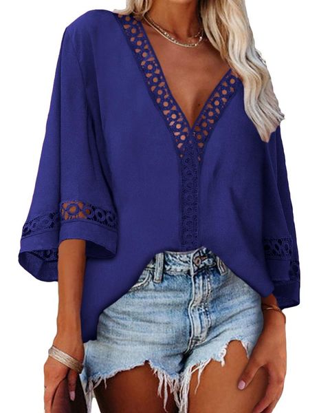 women's blouses & shirts blouse women deep v-neck hollow out design solid shirt casual multi-colored elegant ladies slim plus size, White
women's blouses & shirts blouse women deep v-neck hollow out design solid shirt casual multi-colored elegant ladies slim plus size, White