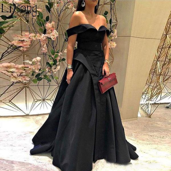 custom made off shoulder long prom dresses 2020 cap sleeves sweetheart sweep train satin formal evening party gowns, Black;red
custom made off shoulder long prom dresses 2020 cap sleeves sweetheart sweep train satin formal evening party gowns, Black;red