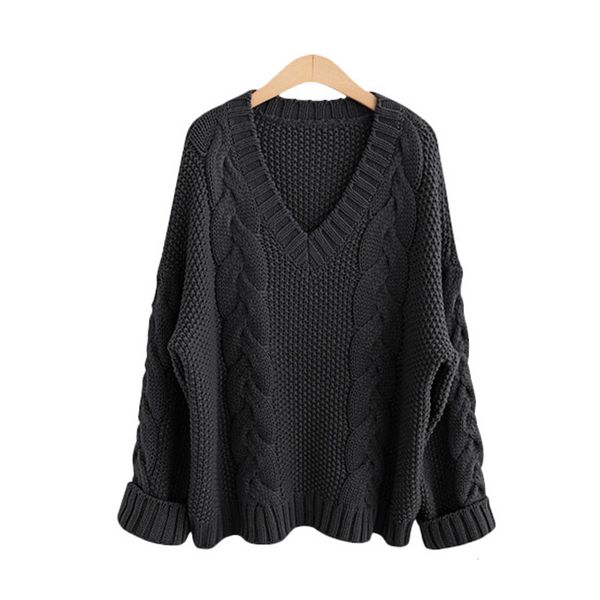 autumn winter sweater women 2019 solid warm oversized long sleeve sweater casual v neck pullover loose knitted sweaters black mnt1, White;black
autumn winter sweater women 2019 solid warm oversized long sleeve sweater casual v neck pullover loose knitted sweaters black mnt1, White;black