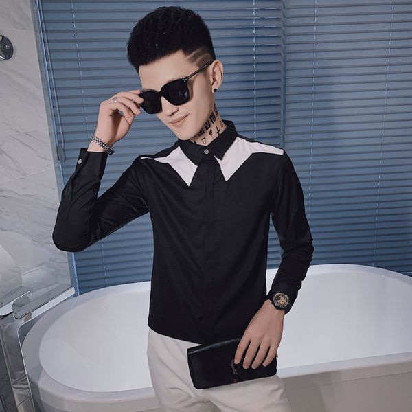 Primavera New Nova Coreana Camisas Masculinas Manga Longa Simples Emendado Design Fino Ajuste Streetwear Clube Preto/bra QRDH, Black;brown
Primavera New Nova Coreana Camisas Masculinas Manga Longa Simples Emendado Design Fino Ajuste Streetwear Clube Preto/bra QRDH, Black;brown