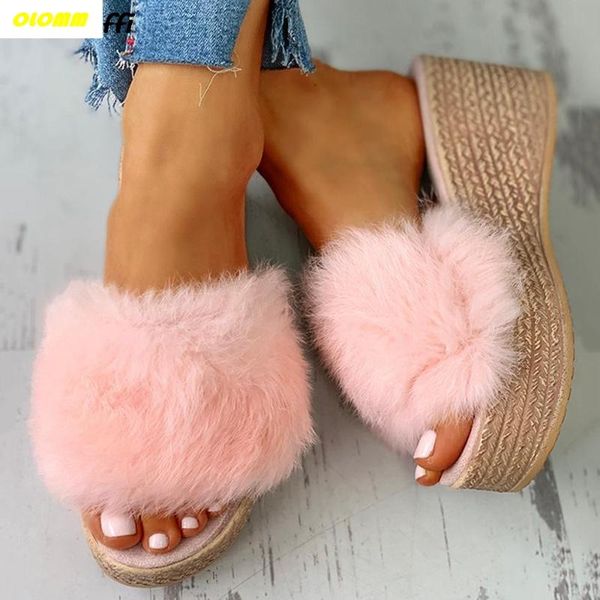 slippers fashion summer wedge women fur fluffy slides soft platform shoes home woman furry flip flops, Black
slippers fashion summer wedge women fur fluffy slides soft platform shoes home woman furry flip flops, Black