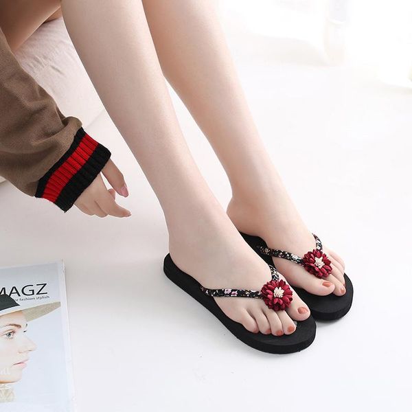 ins net red summer new flip flop women's fashion sandals, Black 
ins net red summer new flip flop women's fashion sandals, Black