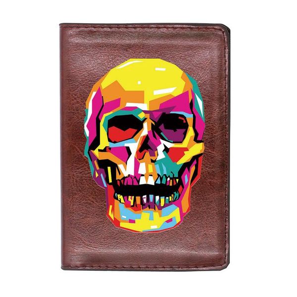 card holders personalized colorful skull printing passport caser classic men women id cover travel leather holder, Brown;gray
card holders personalized colorful skull printing passport caser classic men women id cover travel leather holder, Brown;gray