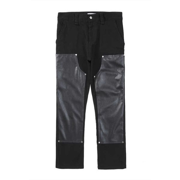 men's pants high street trend straight stitched pu leather casual pants, Black
men's pants high street trend straight stitched pu leather casual pants, Black