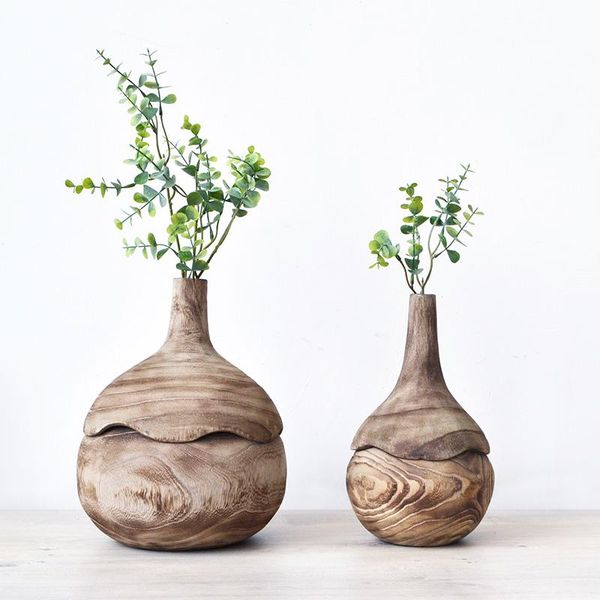 vases wooden vase flower arrangement handmade deskstorage modern home crafts furnishings