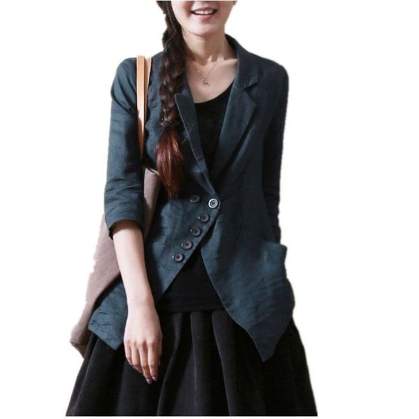 women's suits & blazers 2021 spring arts style women long sleeve cotton linen blazer femme single breasted slim casualblazers and jacke, White;black
women's suits & blazers 2021 spring arts style women long sleeve cotton linen blazer femme single breasted slim casualblazers and jacke, White;black