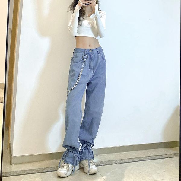 jeans women solid vintage high beam foot strap chain waist trousers simple students all-match loose fashion harajuku women's, Blue
jeans women solid vintage high beam foot strap chain waist trousers simple students all-match loose fashion harajuku women's, Blue