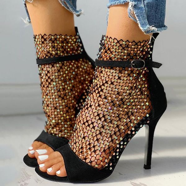 dress shoes ladies fish mouth high heel sandals open toe breathable mesh rhinestone 2021 summer, Black
dress shoes ladies fish mouth high heel sandals open toe breathable mesh rhinestone 2021 summer, Black