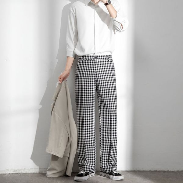 men's pants spring summer plaid fashion casual wide-leg men trousers korean loose straight-leg suit mens dress rlln, Black
men's pants spring summer plaid fashion casual wide-leg men trousers korean loose straight-leg suit mens dress rlln, Black