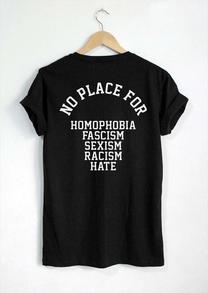 no place homophobia fascism men t shirts sexism racism hate print on the back cotton leisure short sleeved o neck, White;black
no place homophobia fascism men t shirts sexism racism hate print on the back cotton leisure short sleeved o neck, White;black