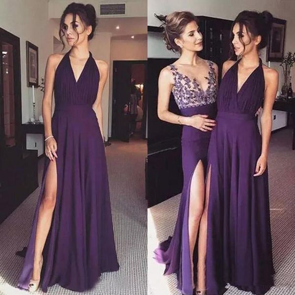 purple chiffon halter sheer v neck bridesmaid dresses 2021 long side split maid of honor wedding party guest gowns, White;pink
purple chiffon halter sheer v neck bridesmaid dresses 2021 long side split maid of honor wedding party guest gowns, White;pink